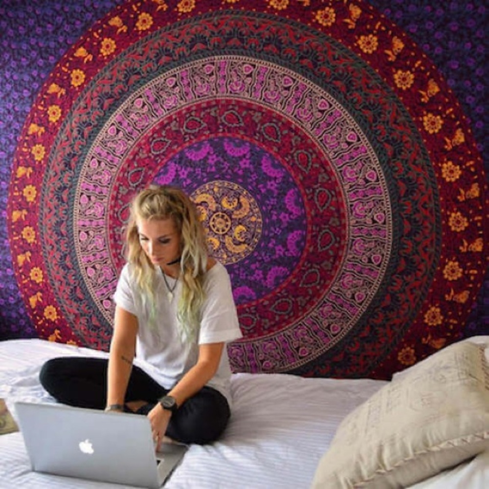 Bohemian Mandela Purple and Orange Tapestry by Urban Outfitters